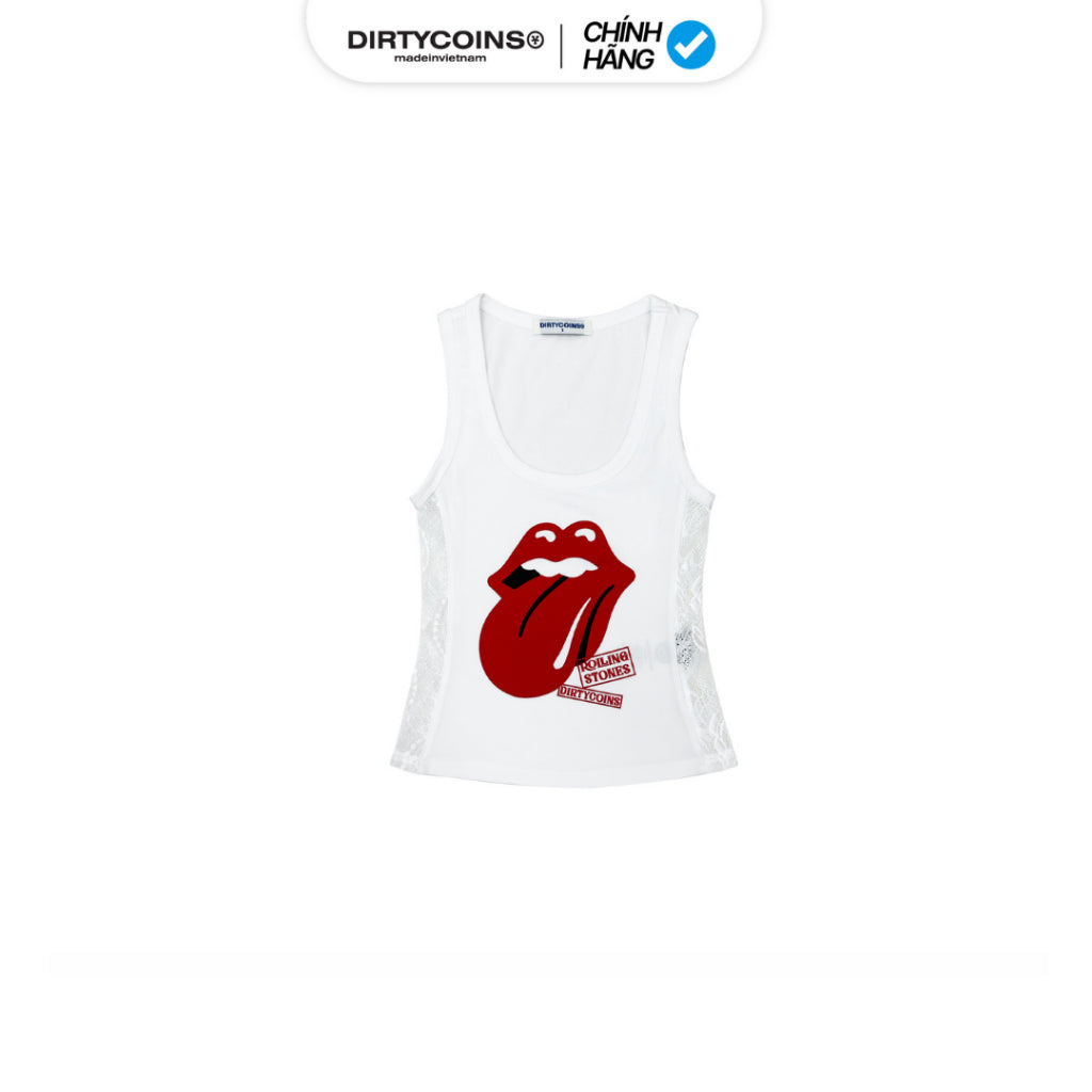 [DCxRS] DirtyCoins Tongue Lace White Women's Tank Top