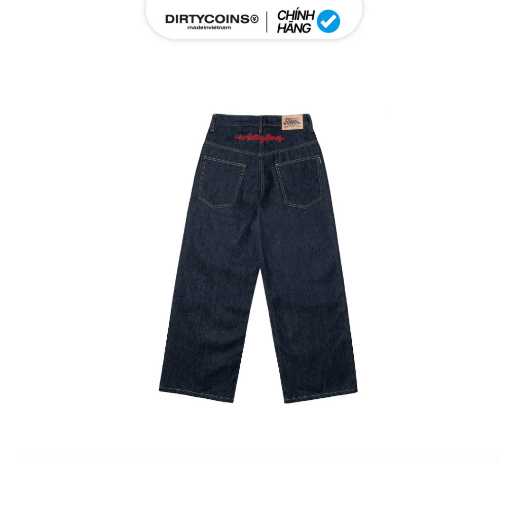 [DCxRS] DirtyCoins Logo Embroidery Raw Denim Pants