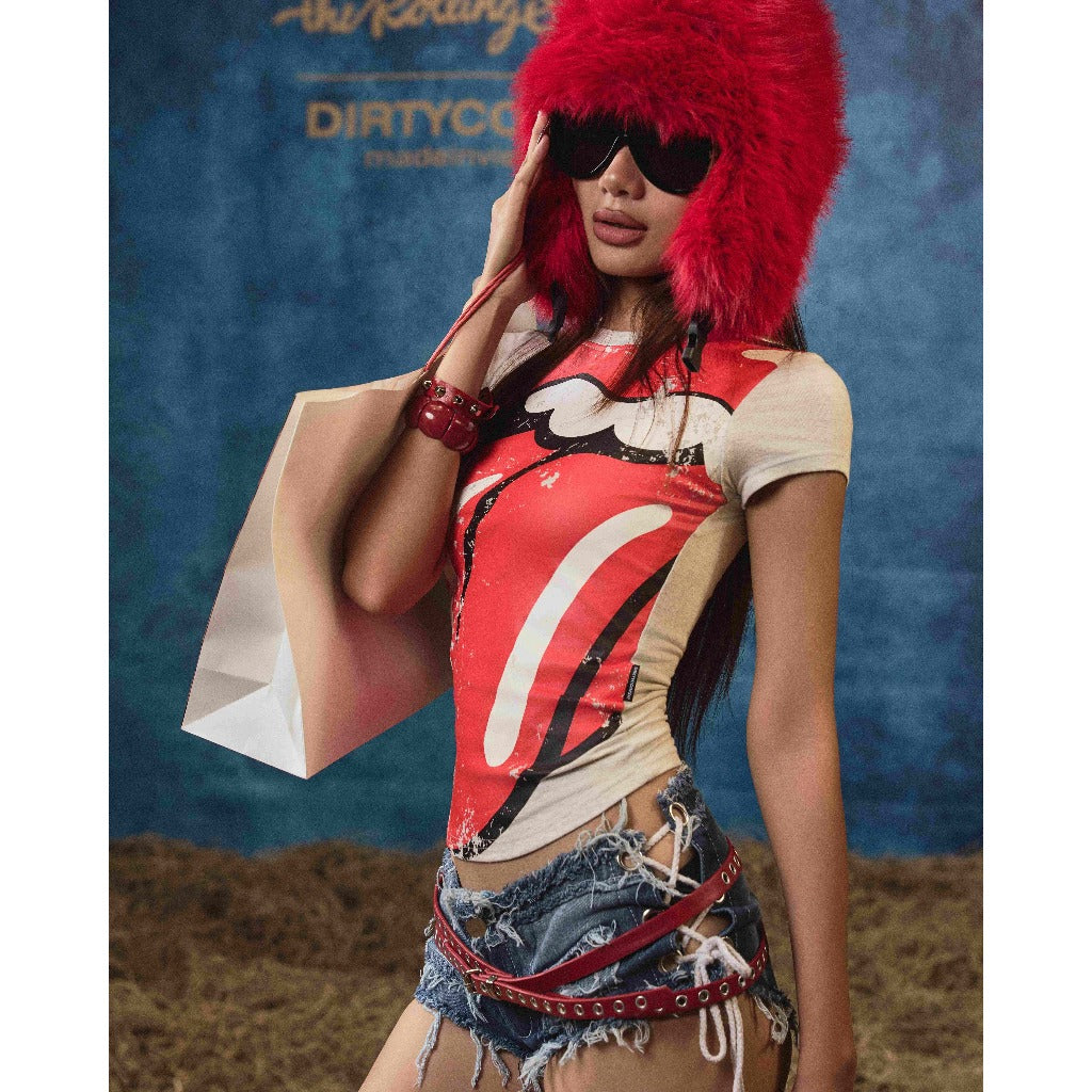 [DCxRS] DirtyCoins Fitted Baby Tee Loud Tongue Gray