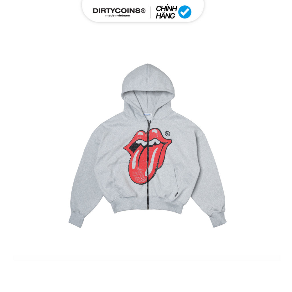 [DCxRS] DirtyCoins Hoodie Zip Up Vint Tongue Grey