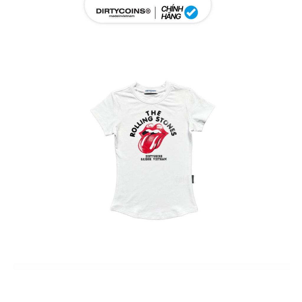 [DCxRS] Fitted Baby Tee DirtyCoins Vintage Tongue White