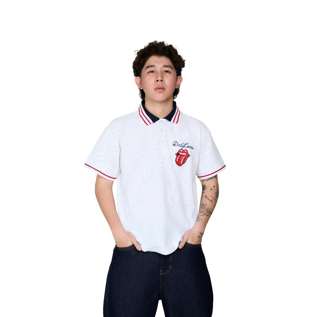 [DCxRS] DirtyCoins Polo Embroidery White T-Shirt