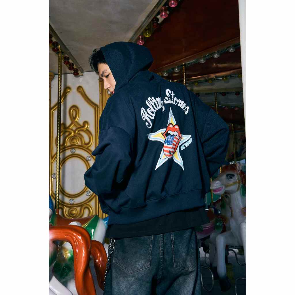 [DCxRS] DirtyCoins Hoodie Zip Up US Tongue Navy