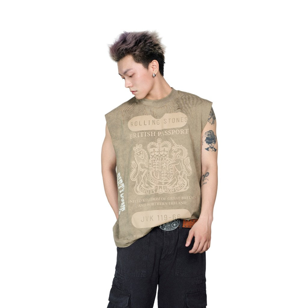 [DCxRS] DirtyCoins Tank Top British Passport Washed T-Shirt