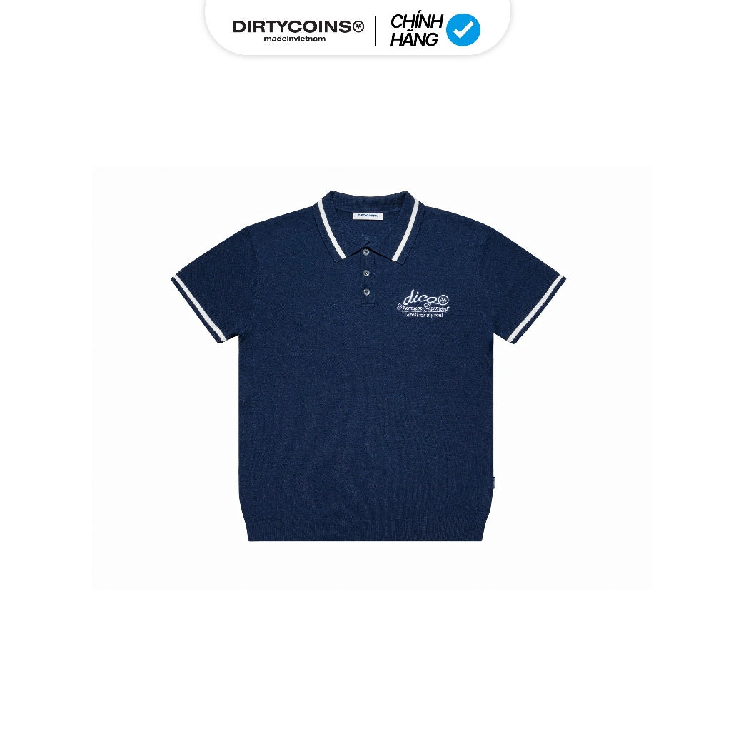 DirtyCoins Knit Polo Premium Garment Navy Blue T-Shirt