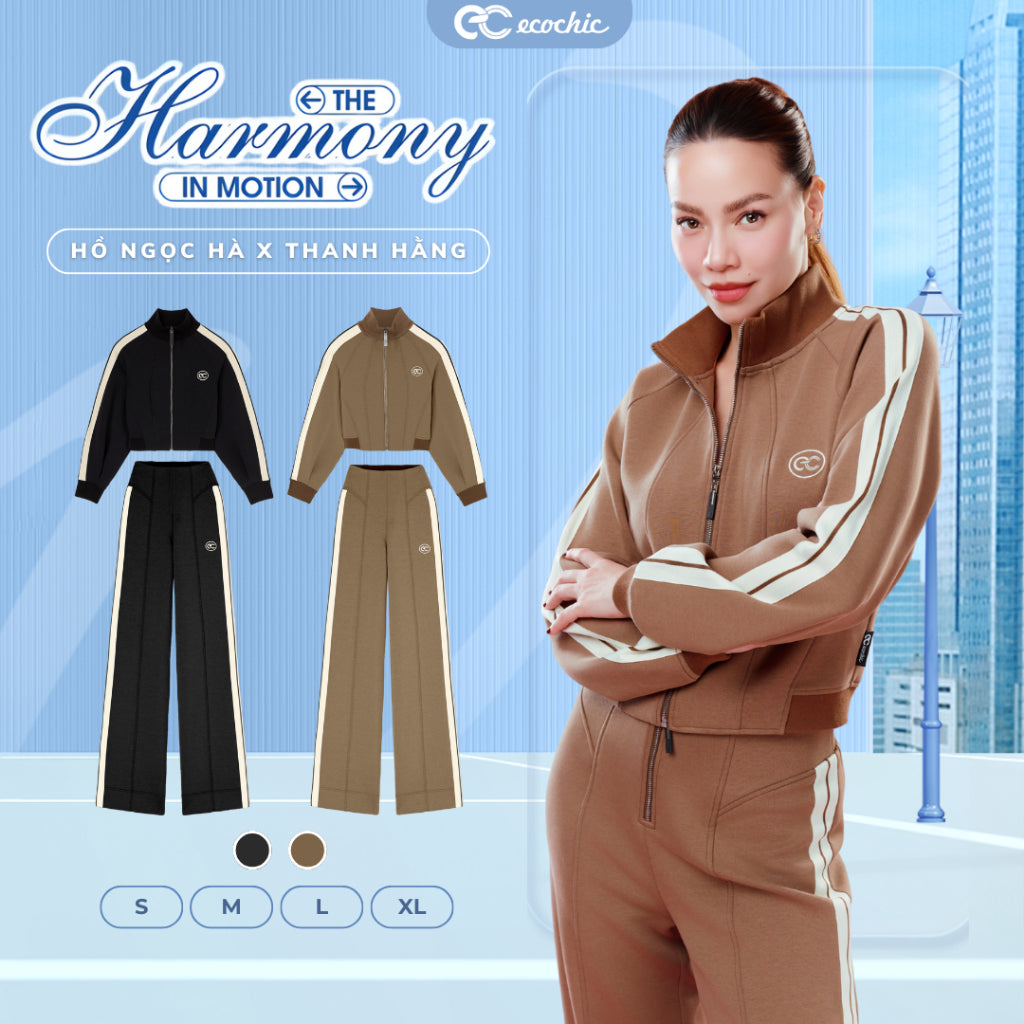 Set Bộ Quần Áo ECOCHIC Khoá Halfzip Phối Viền Hai Bên Logo Ngực Cao Cấp Chính Hãng HNH B210 B212