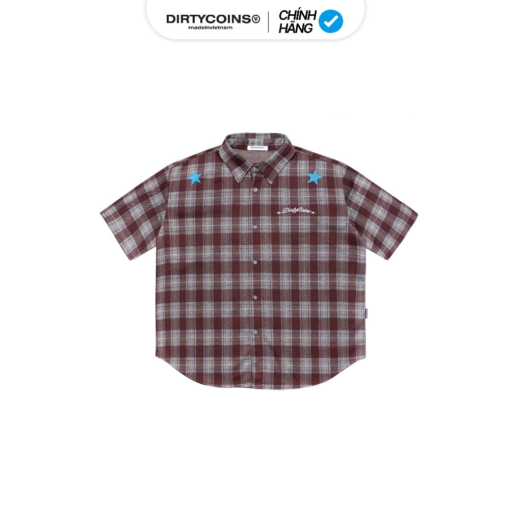 DirtyCoins Bluestar Check Shirt Red