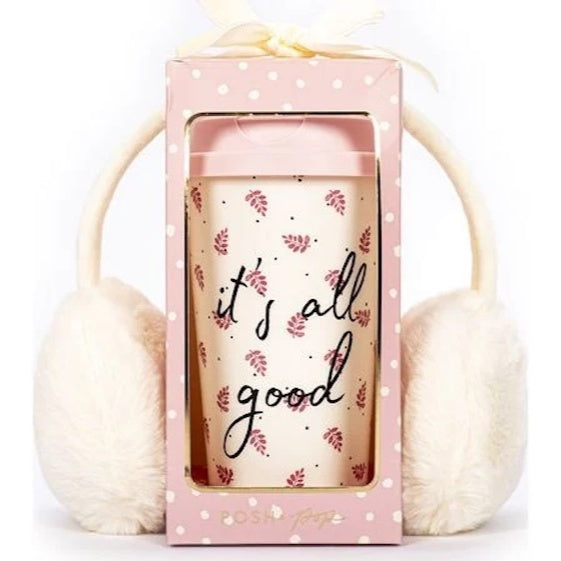 (Quà tặng) Set cốc có nắp đậy và bịt tai cao cấp thời trang tiện lợi mang đi du lịch A973