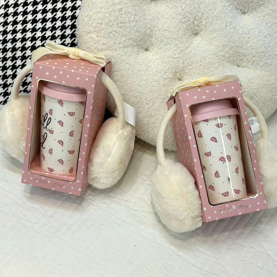 (Quà tặng) Set cốc có nắp đậy và bịt tai cao cấp thời trang tiện lợi mang đi du lịch A973