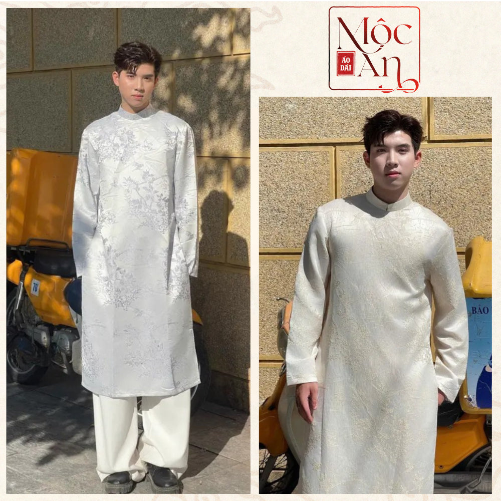 [Men's Ao Dai - Tet 2026] TRUC LAM Modernized Men's Ao Dai, Brocade Fabric with Padded Shoulders, Stiff Fit - Moc An Ao Dai 