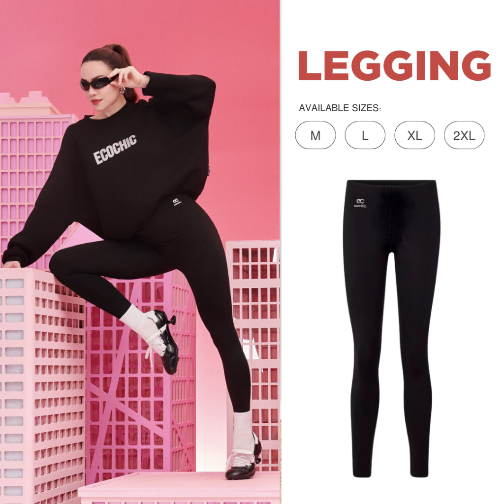 Quần legging dài ECOCHIC nữ cạp cao chất liệu su đúc định hình nâng mông dáng ôm co dãn A689