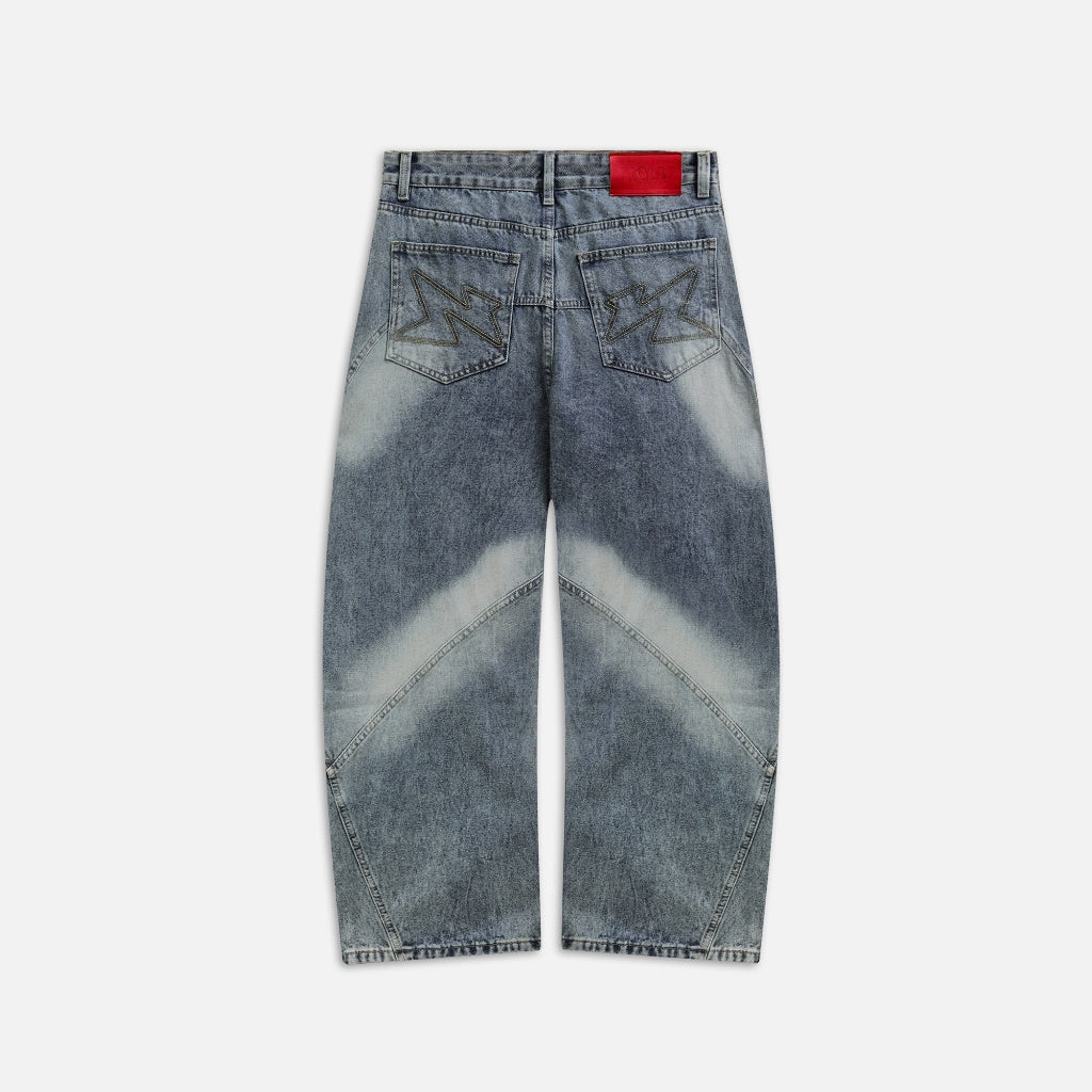 NEEDS OF WISDOM Bleached Wide Denim Pants - Blue - Authentic Local Brand