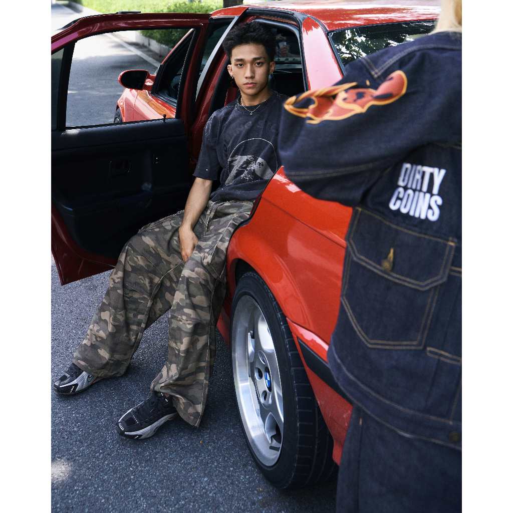 DirtyCoins Cargo Pants Drawstring Camo Green